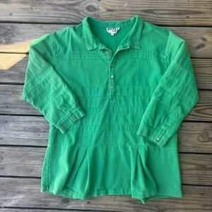 Bucket List Green Cotton Oversized Denim Mini Dress